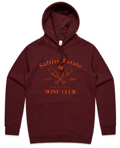 Saltire Social Club Stencil Hood Sweatshirt Burgundy